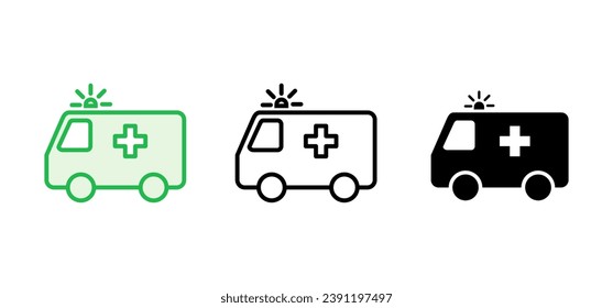 Ambulance icon set. ambulance truck icon vector. ambulance car