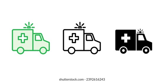 Ambulance icon set. ambulance truck icon vector. ambulance car