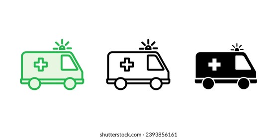 Ambulance icon set. ambulance truck icon vector. ambulance car