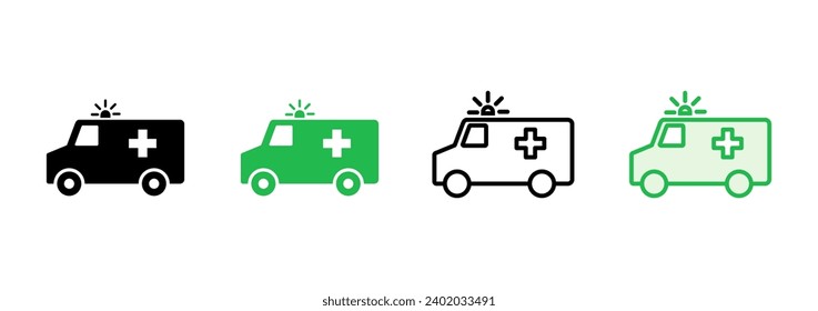Ambulance icon set. ambulance truck icon vector. ambulance car