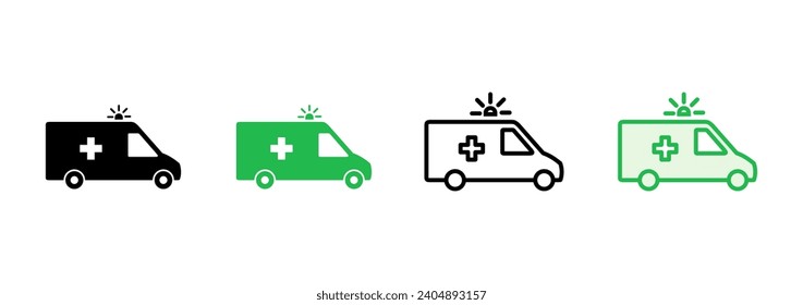 Ambulance icon set. ambulance truck icon vector. ambulance car