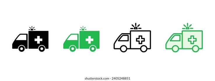Ambulance icon set. ambulance truck icon vector. ambulance car
