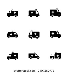 Ambulance icon set. ambulance truck icon vector. ambulance car