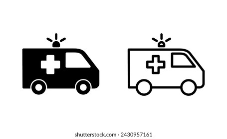 Ambulance icon set. ambulance truck icon vector. ambulance car