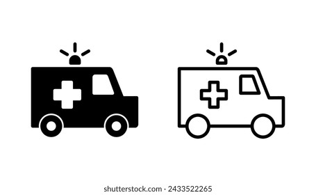 Ambulance icon set. ambulance truck icon vector. ambulance car