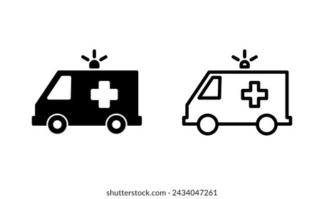 Ambulance icon set. ambulance truck icon vector. ambulance car