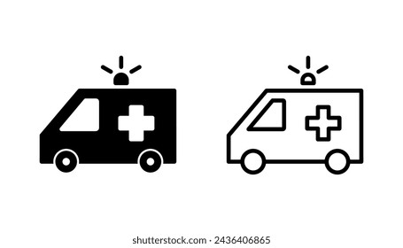 Ambulance icon set. ambulance truck icon vector. ambulance car