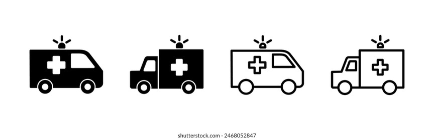 Ambulance icon set. ambulance truck icon vector. ambulance car