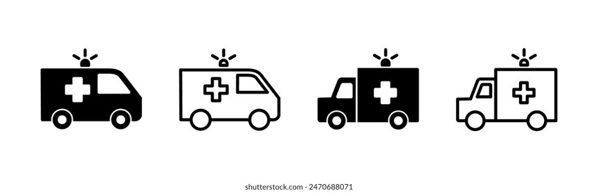 Ambulance icon set. ambulance truck icon vector. ambulance car