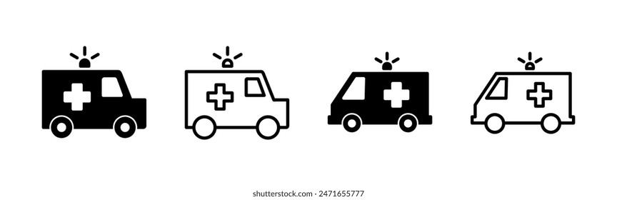 Ambulance icon set. ambulance truck icon vector. ambulance car