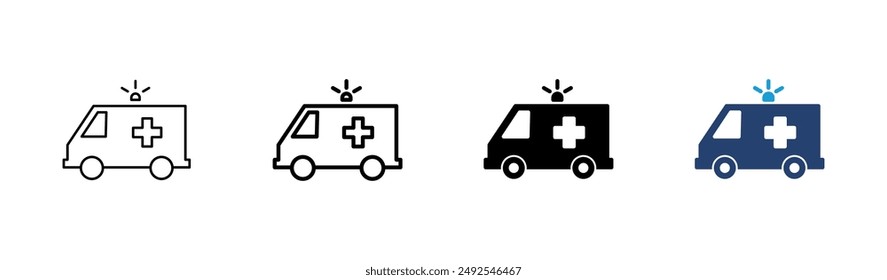 Conjunto de iconos de ambulancia. Icono de camión de ambulancia Vector. coche de ambulancia