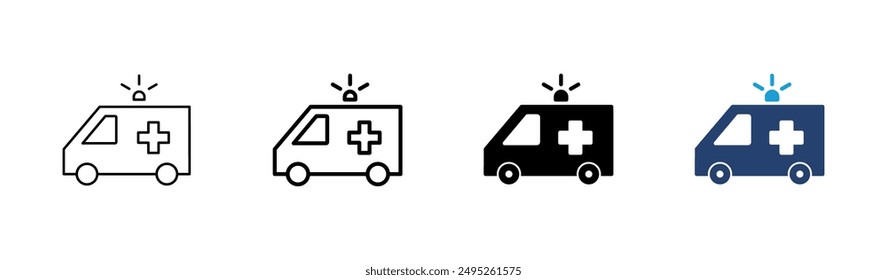 Conjunto de iconos de ambulancia. Icono de camión de ambulancia Vector. coche de ambulancia
