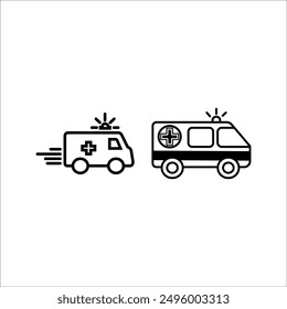 Ambulance icon set. ambulance truck icon vector. ambulance car