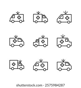 Ambulance icon set. ambulance truck icon vector. ambulance car