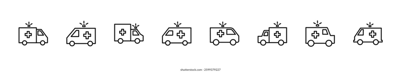 Ambulance icon set. ambulance truck icon vector. ambulance car