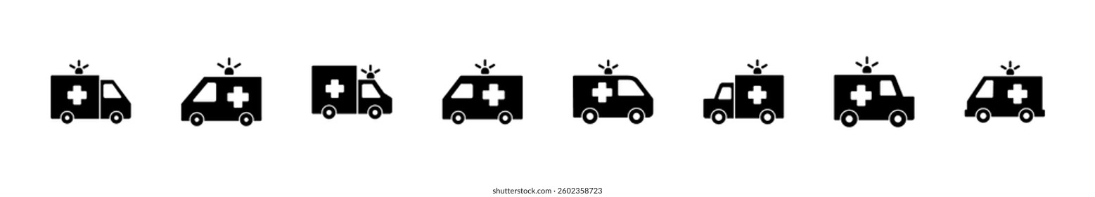 Ambulance icon set. ambulance truck icon vector. ambulance car