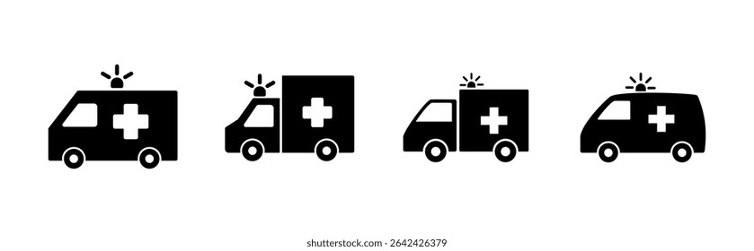 Ambulance icon set. ambulance truck icon vector. ambulance car