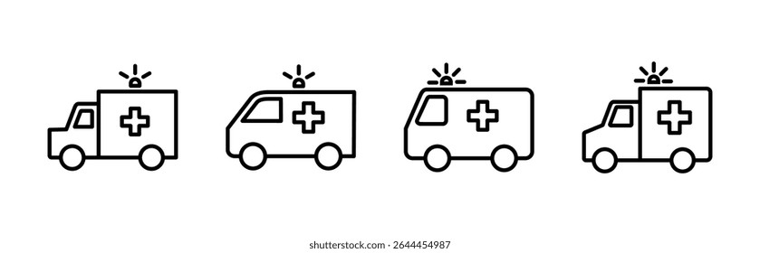 Ambulance icon set. ambulance truck icon vector. ambulance car
