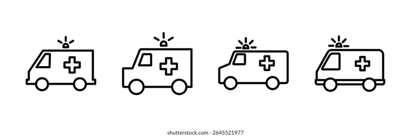 Ambulance icon set. ambulance truck icon vector. ambulance car