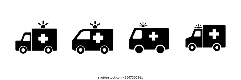 Ambulance icon set. ambulance truck icon vector. ambulance car