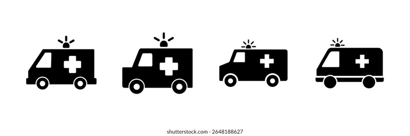 Conjunto de iconos de ambulancia. Vector de icono de camión de ambulancia. coche de ambulancia