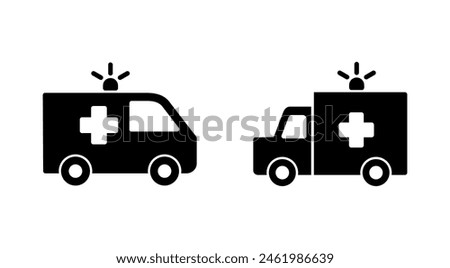 Ambulance icon set. ambulance truck icon vector. ambulance car