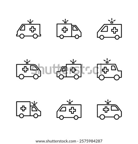 Ambulance icon set. ambulance truck icon vector. ambulance car