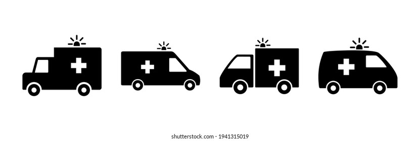 Ambulance icon set. ambulance truck icon vectors. ambulances