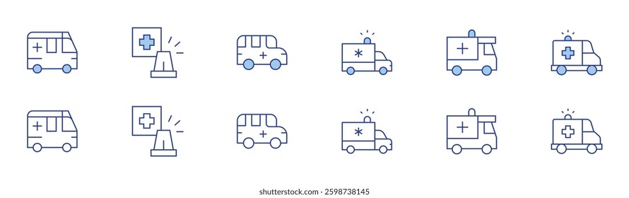 Ambulance icon set in two styles, Duotone and Thin Line style. Editable stroke. ambulance, medical service.