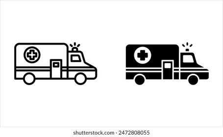 Conjunto de iconos de ambulancia. Ilustración vectorial sobre fondo blanco.