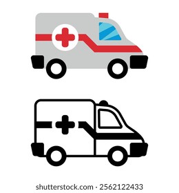 Ambulance icon set. Vector illustration.