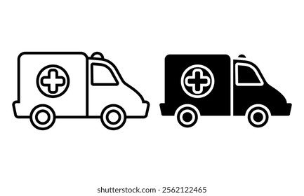 Ambulance icon set. Vector illustration.