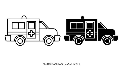 Ambulance icon set. Vector illustration.