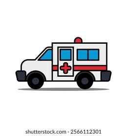 Ambulance icon set. Vector illustration.