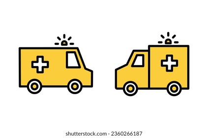 Ambulance icon set for web and mobile app. ambulance truck sign and symbol. ambulance car