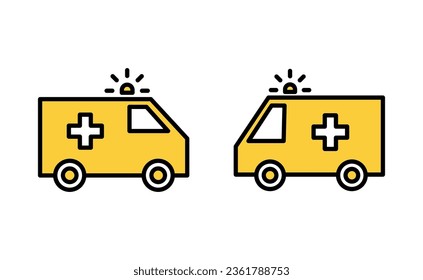 Ambulance icon set for web and mobile app. ambulance truck sign and symbol. ambulance car