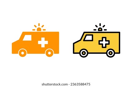 Ambulance icon set for web and mobile app. ambulance truck sign and symbol. ambulance car