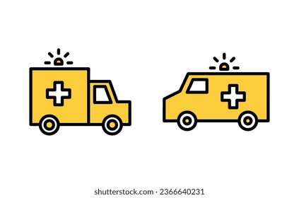 Ambulance icon set for web and mobile app. ambulance truck sign and symbol. ambulance car