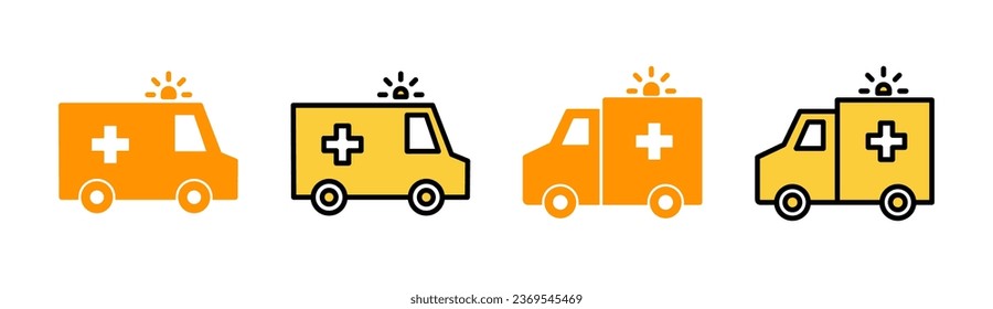 Ambulance icon set for web and mobile app. ambulance truck sign and symbol. ambulance car
