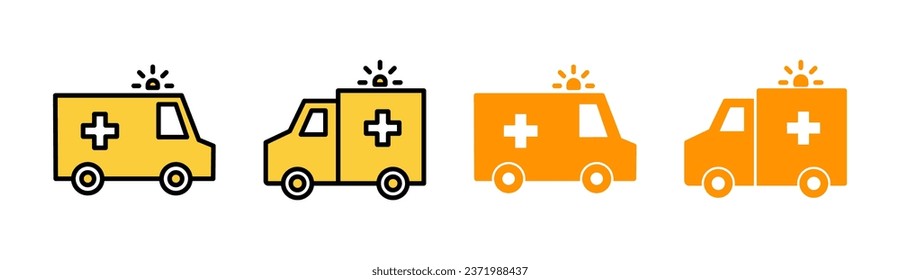 Ambulance icon set for web and mobile app. ambulance truck sign and symbol. ambulance car
