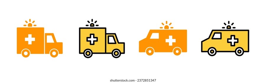 Ambulance icon set for web and mobile app. ambulance truck sign and symbol. ambulance car