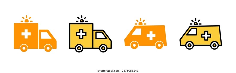 Ambulance icon set for web and mobile app. ambulance truck sign and symbol. ambulance car