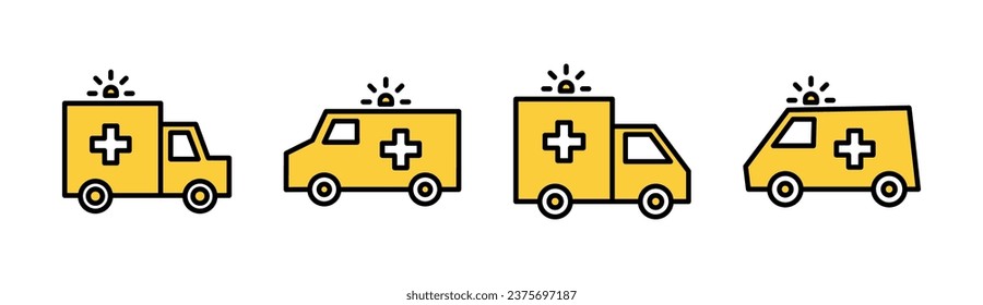 Ambulance icon set for web and mobile app. ambulance truck sign and symbol. ambulance car