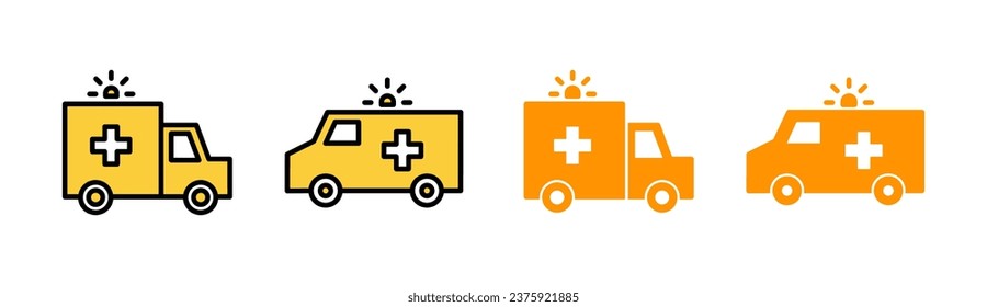 Ambulance icon set for web and mobile app. ambulance truck sign and symbol. ambulance car