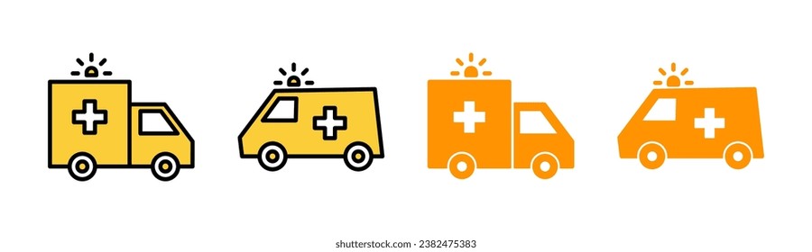 Ambulance icon set for web and mobile app. ambulance truck sign and symbol. ambulance car