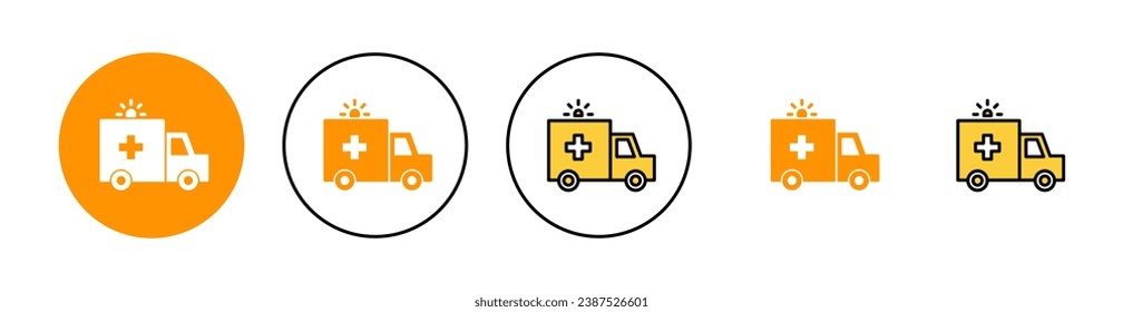 Ambulance icon set for web and mobile app. ambulance truck sign and symbol. ambulance car