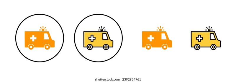 Ambulance icon set for web and mobile app. ambulance truck sign and symbol. ambulance car