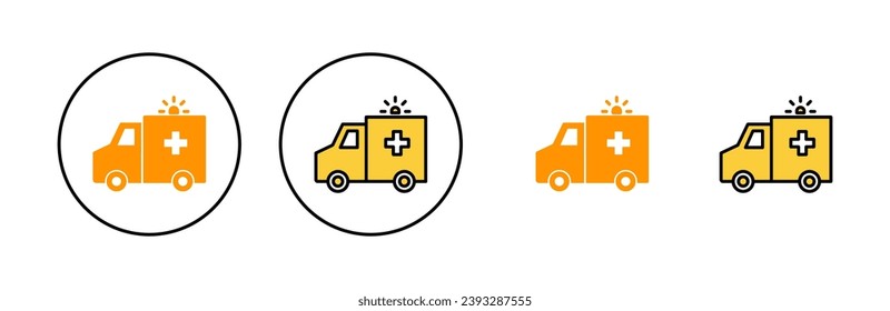 Ambulance icon set for web and mobile app. ambulance truck sign and symbol. ambulance car