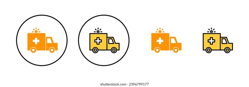 Ambulance icon set for web and mobile app. ambulance truck sign and symbol. ambulance car