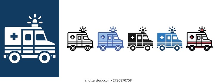 Icono de ambulancia establece colección de estilo múltiple
      
